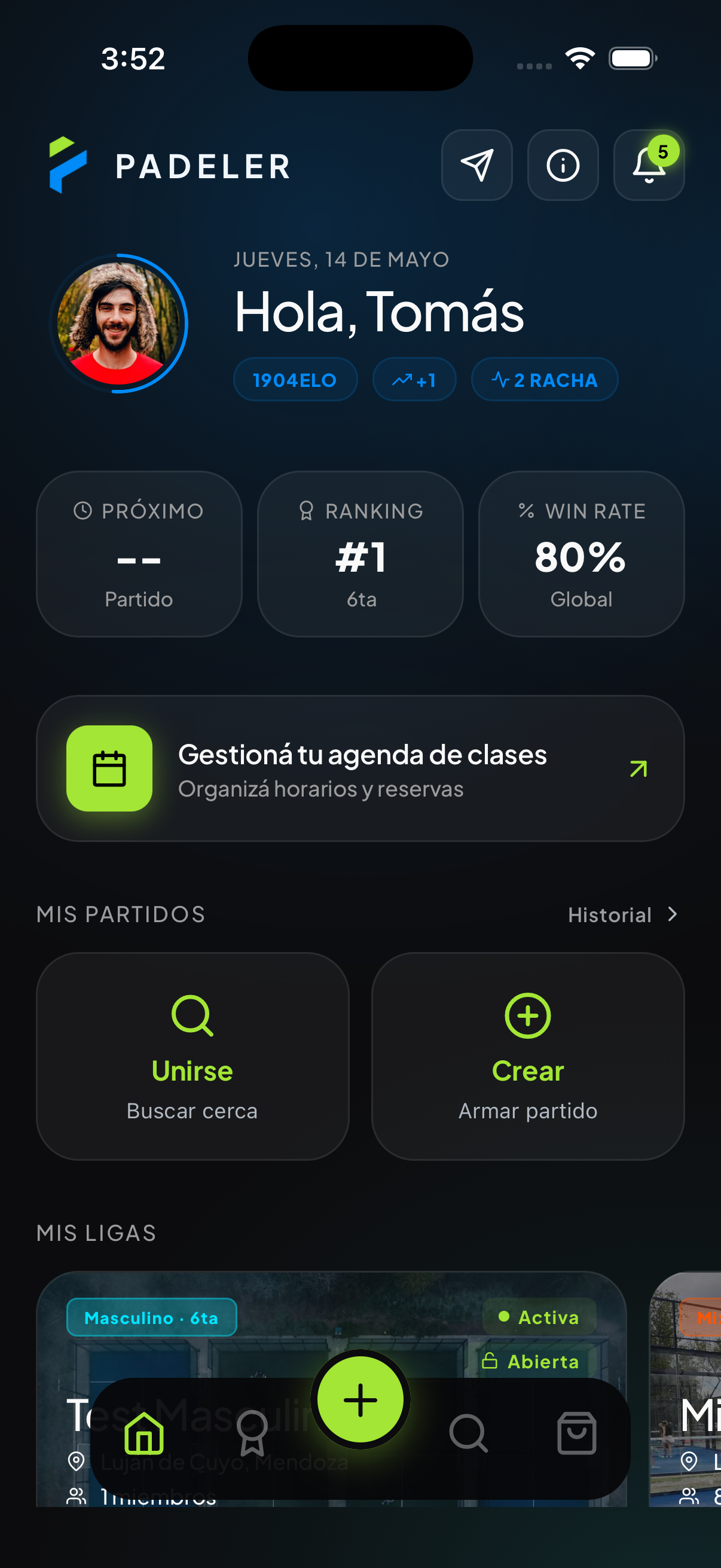 App Padeler Dashboard